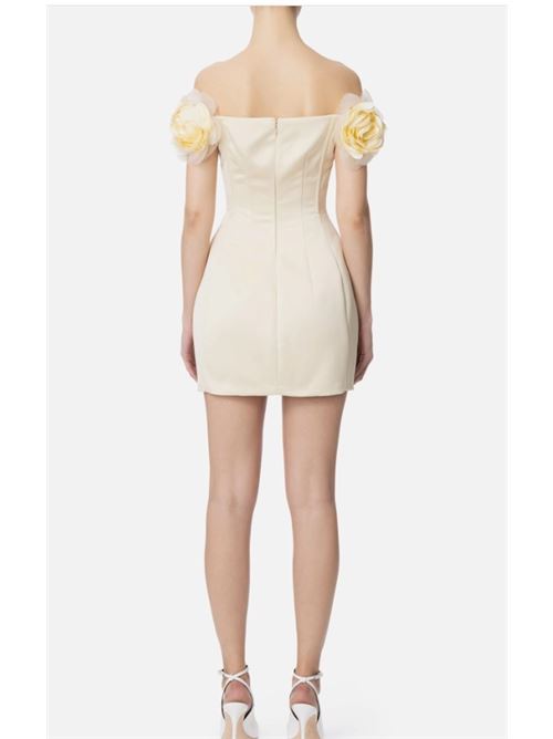 Abito in duchesse con fiori applicati ELISABETTA FRANCHI | ABT5152E2.193
